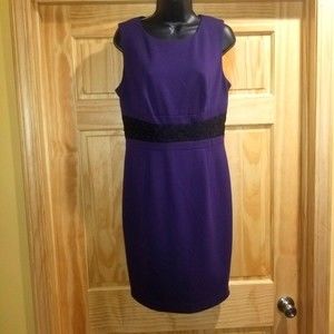 Karl Lagerfeld Sheath Dress Purple 10 Lace Inset